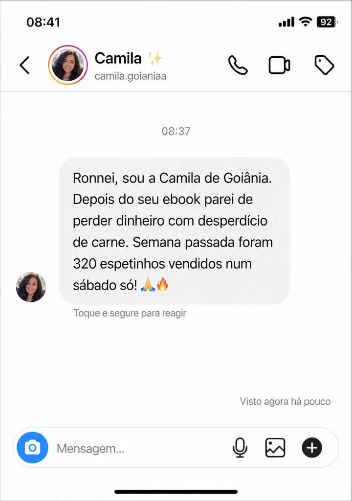 Print de Instagram: aluna de Goiânia vendeu 320 espetinhos em um sábado